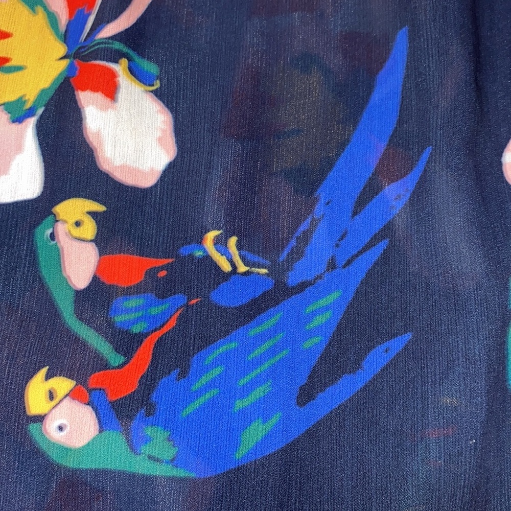 Hayden Los Angeles navy tropical floral bird wrap midi dress NWOT size Medium - Picture 12 of 13